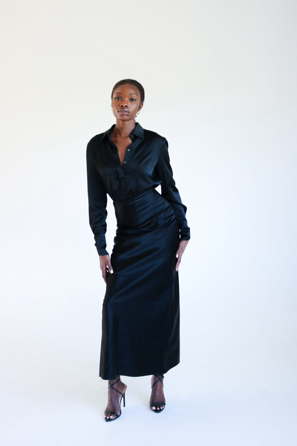 The Josephine Satin Skirt (Black)