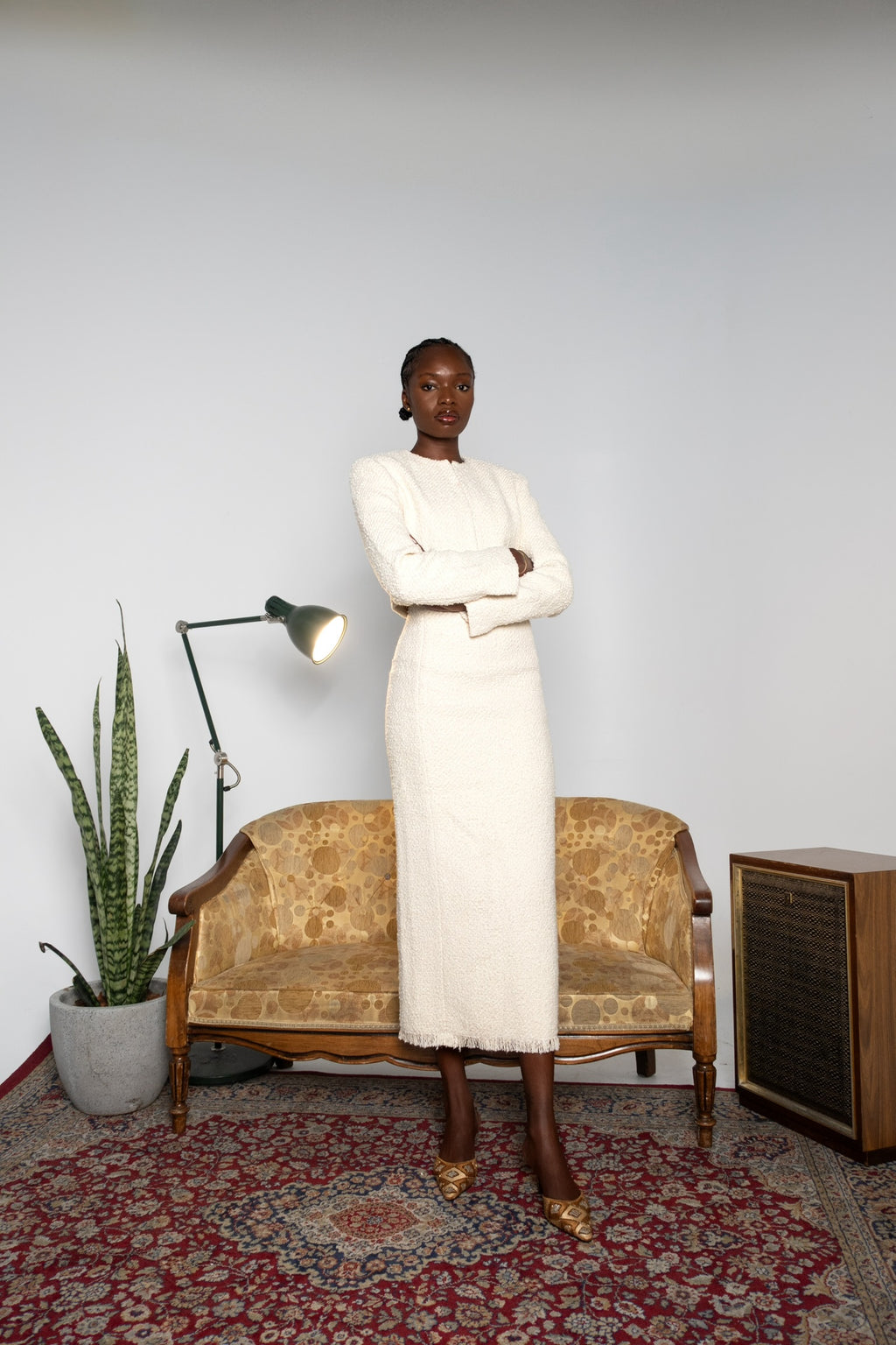 Tigist Wool-Blend Tweed Midi Skirt