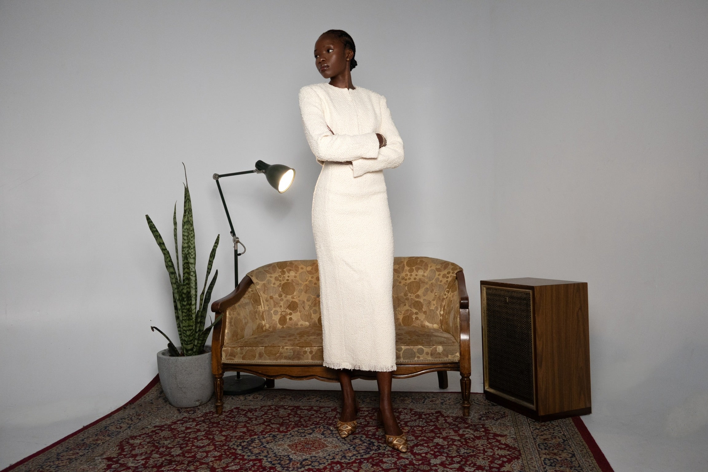 Tigist Wool-Blend Tweed Midi Skirt