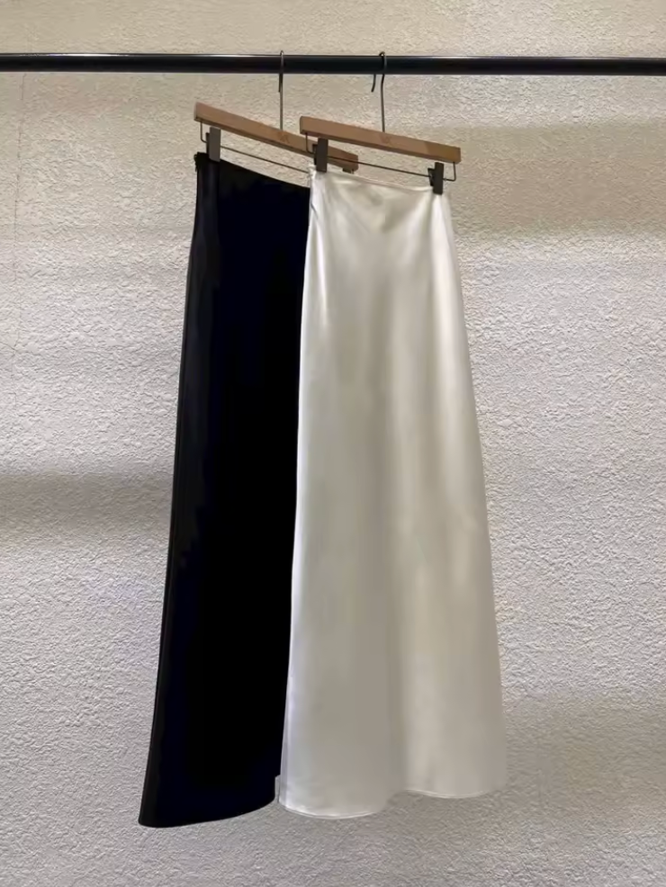 The Josephine Satin Skirt (Black)